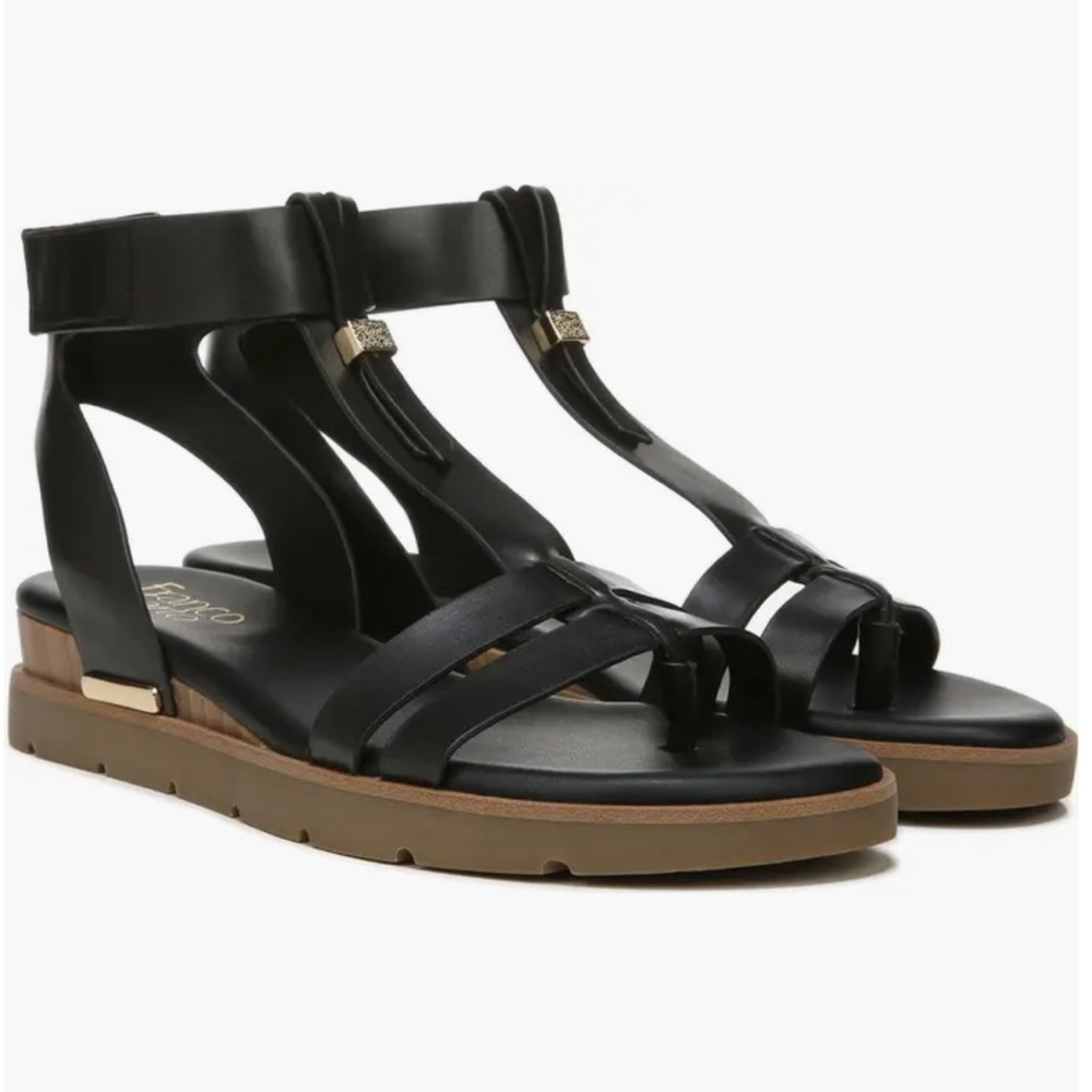 Franco Sarto Black and Tan Women's Sandals